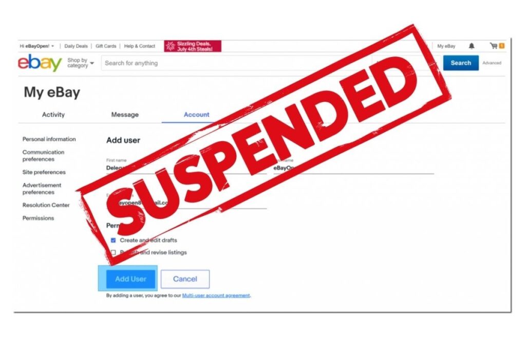 eBay Account Suspended