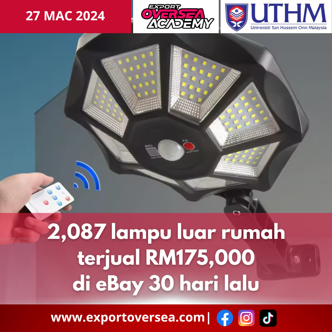 2,087 lampu luar rumah terjual RM175,000 di eBay 30 hari lalu
